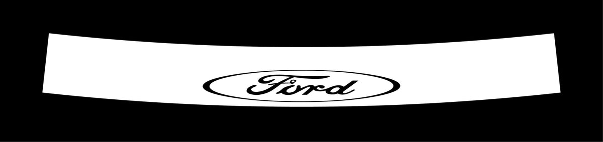 FORD REVERSE CUT CUSTOM WINDSHIELD BANNER WITH WHITE SUNSTRIP GRAPHIC VINYL DECAL
