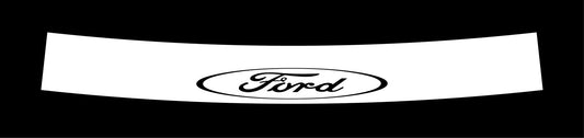 FORD REVERSE CUT CUSTOM WINDSHIELD BANNER WITH WHITE SUNSTRIP GRAPHIC VINYL DECAL