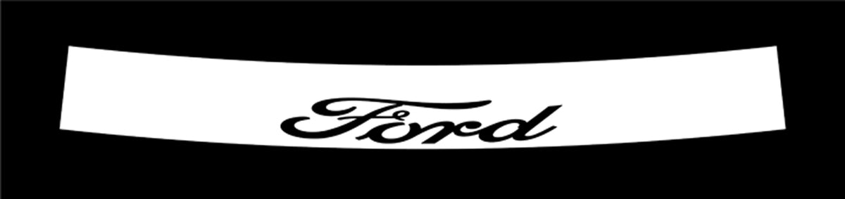 FORD REVERSE CUT CUSTOM WINDSHIELD BANNER WITH WHITE SUNSTRIP GRAPHIC VINYL DECAL