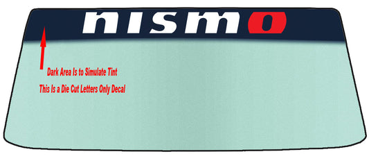 Fits A Nissan Nismo Vehicles Banner RED O At End TWO (2) STYLES Vehicle Custom Windshield Banner Graphic Die Cut Decal - Vinyl Application Tool Included