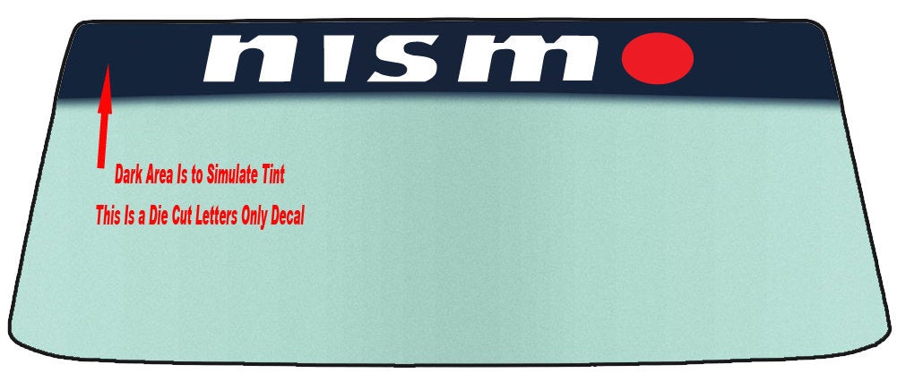 Fits A Nissan Nismo Vehicles Banner RED O At End TWO (2) STYLES Vehicle Custom Windshield Banner Graphic Die Cut Decal - Vinyl Application Tool Included